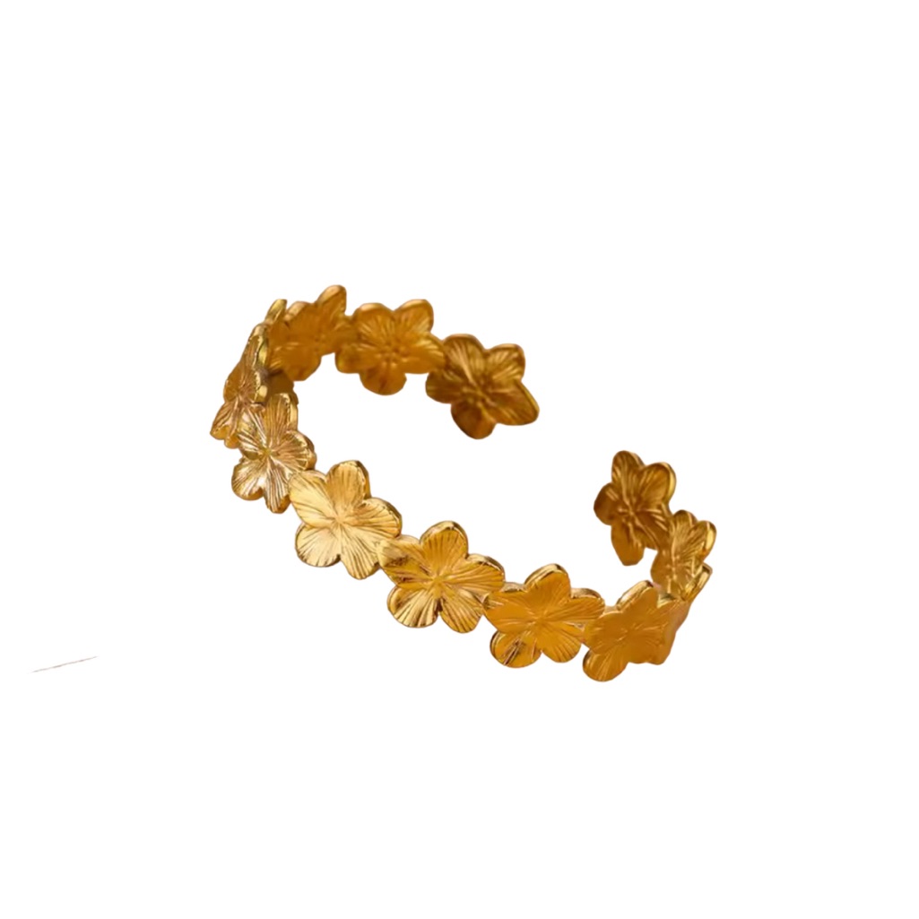 Stainless Steel Gold Adjustable Cuff Bracelet